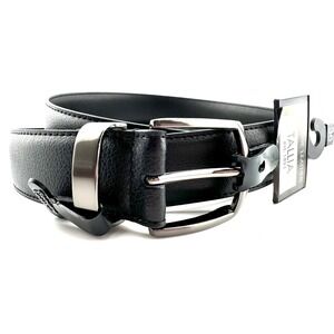 TALLIA Men's 36 Black NWT Genuine Leather Belt‎ Brushed Gray Nickel Buckle